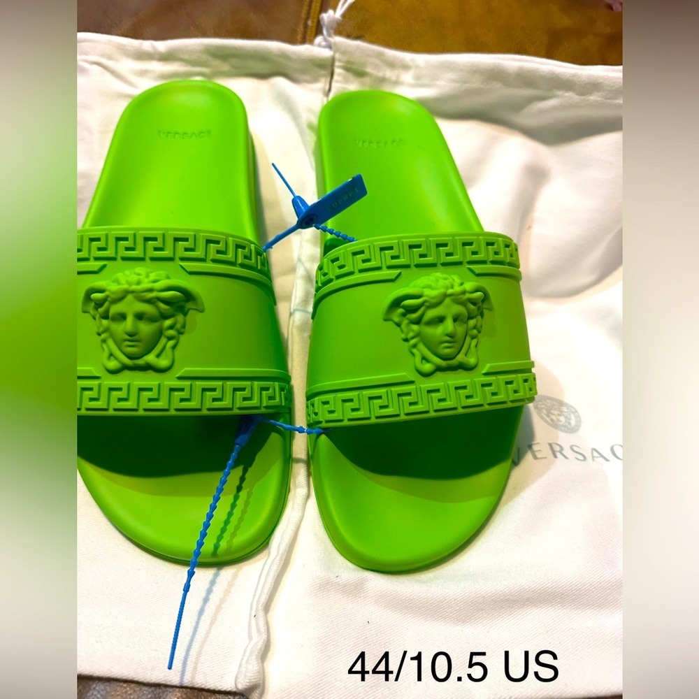 Versace Green Slides. 100 % Authentic